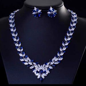 Cubic Zirconia Elegant Necklace & Earning Set
